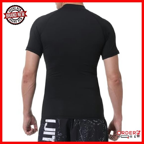 Men's Compression Mock Neck Short Sleeve Athletic Shirt Slim Fit Base Layer - Picture 6 of 8